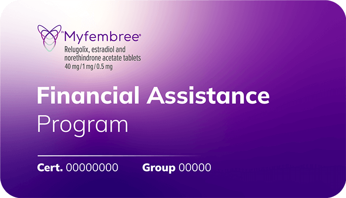 MYFEMBREE financial aid card