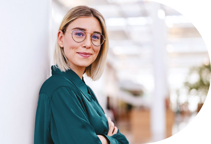 Woman in glasses smiling